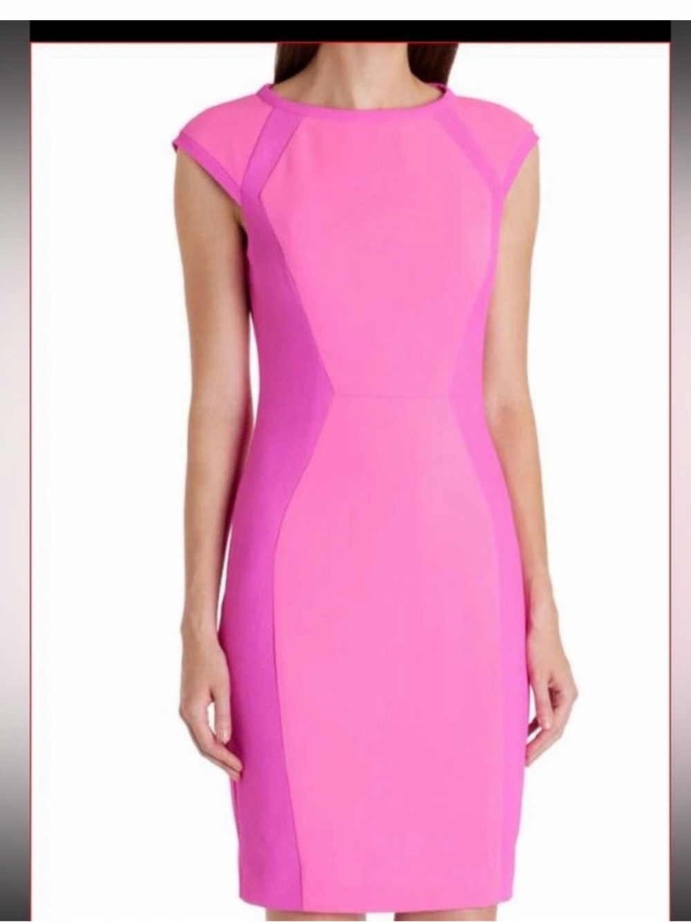 Ted Baker Contrast Texture Panels Dress Hot Pink Size 1 US XS NWT $295